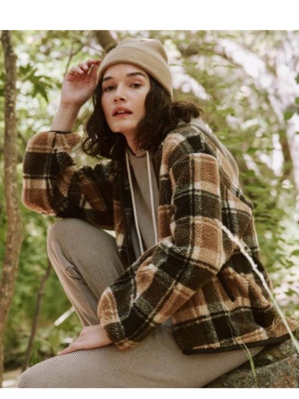 THE GREAT Buffalo Check Bomber Sherpa Jacket